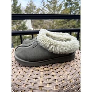 UGG Tazzette Genuine Shearling Collar Slipper Women’s 9 MOSS GREEN Cozy